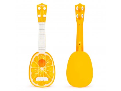 Ukulele gitara pre deti, štvorstrunová, oranžová
