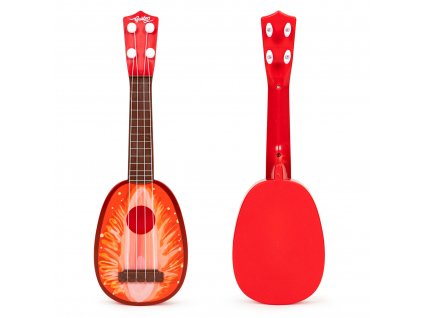 Ukulele gitara pre deti, štvorstrunová, jahoda