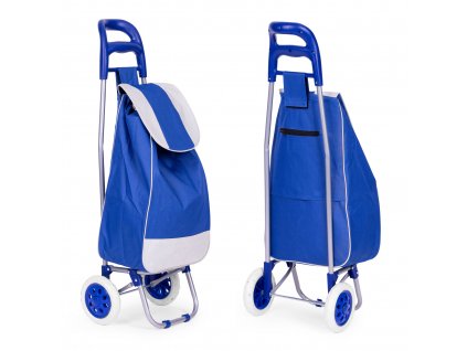 Nákupný košík, 25l taška, na kolieskach, kovový rám, gumové kolieska, modrý ModernHome