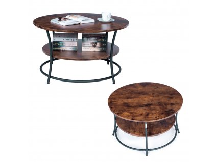 Stôl, okrúhly konferenčný stolík, lavica, dve priemyselné dosky ModernHome