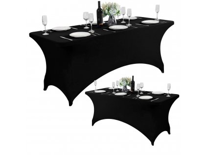 Univerzálny poťah na obrus na cateringový stôl 180 cm 6FT čierny elastický