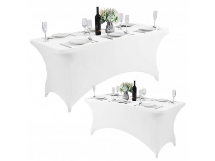 Univerzálny poťah na obrus na cateringový stôl 180 cm 6FT biely elastický