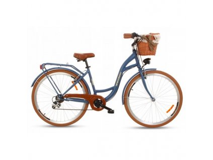 Retro Bicykel 28" Goetze MOOD 7 Prevodový Modrý+košík