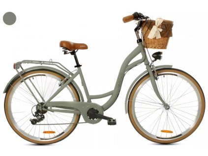 Retro Bicykel 28" Goetze MOOD 7 Prevodový olivový+košík