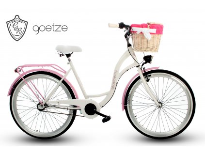 Retro Bicykel GOETZE BLUEBERRY 26" 3 prevodový ružový + košík