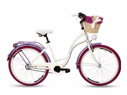 Retro Bicykel GOETZE COLOURS 26" 3 Prevodový bielo-fialový bordo kolesá+košík