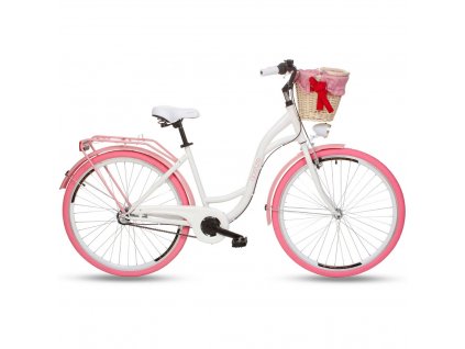 Retro Bicykel GOETZE Colours 28" 1 Prevodový bielo-ružový +košík