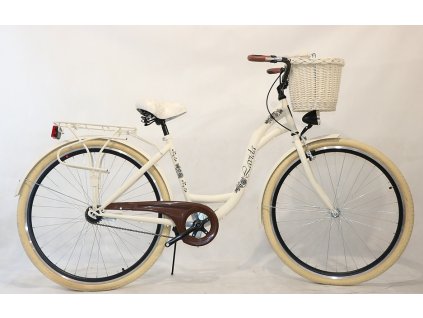 Dámsky Mestský Retro Bicykel 28" Jednoprevodový Kremový