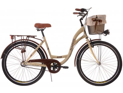 Dámsky Retro Bicykel CITY 26" 3 Prevodový Kremový Doplnky + Košík Grátis