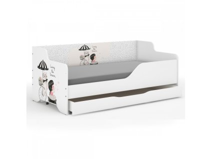 Detská posteľ LILU 3 dievča vo vozíku+ šuflík+matrac+rošt