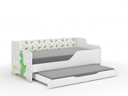 Detská posteľ LILU 4 dino + prístelka +matrace+rošt
