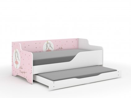 Detská posteľ LILU 4 princezná + prístelka +matrace+rošt