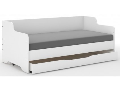 Detská posteľ LILU Biela bez grafiky+ šuflík+matrac