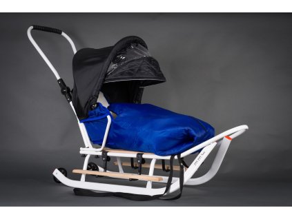 Detské sánky LUX s fusakom strieškou Bielo-modré