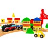 Drevená železnica, veľké železničné trate, batériový vláčik 90 prvkov Ecotoys