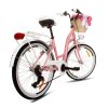Mestský Retro Bicykel 24" GOETZE MOOD 6 prevodový Ružový+košík