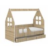 Lozko dzieciece DOMEK SONOMA z SZUFLADA 140x70 materac Kod producenta D662 5084B