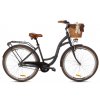 Retro bicykel Goetze Style 28 3-prevodový hlinikový čierno-hnedý matný+ košík grátis