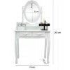 Toaletný stolík s kozmetickým zrkadlom + stolička biely Marie Thérése