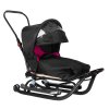 Detské sánky LUX odpružené s fusakom strieškou Čierno-ružové