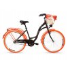 Retro Bicykel Goetze COLOURS 26"/28" 1 Prevodový Čierny Oranžové kolesá+ košík