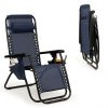 Záhradné skladacie lehátko ZERO+držiak na nápoj+vrecko DARK BLUE