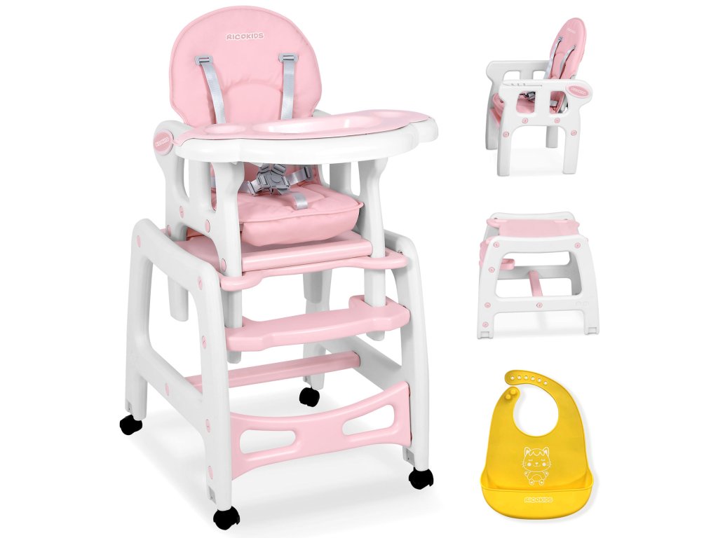 Detská jedálenská stolička 5V1 Sinco rúžová