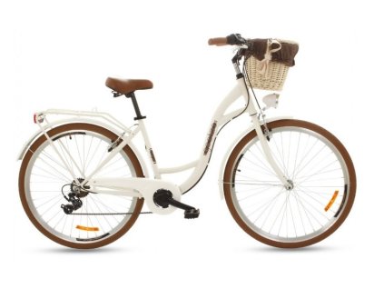 Retro Kolo 26" GOETZE MOOD 7 převodový Bílo/ hnědý+košík