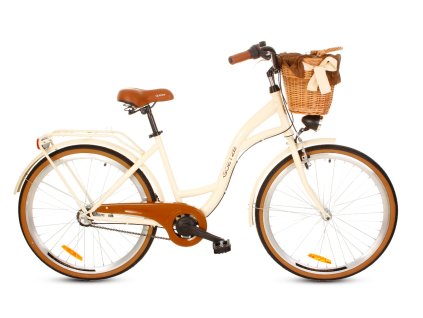 Retro Kolo GOETZE COLOURS LTD 26" 3 Převodový Krémový-Hnědá Kola+košík