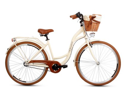 Retro Kolo GOETZE COLOURS LTD 28" 3 Převodový Krémový-hnědá kola+košík