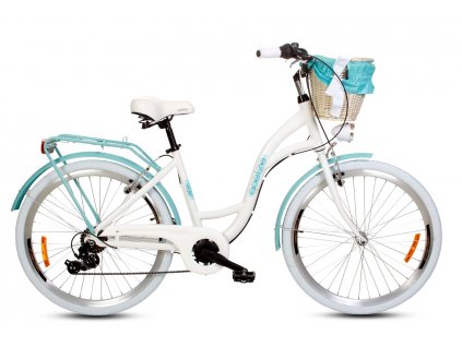 Retro Kolo GOETZE HLINIKOVÝ 26" 7 Převodový Bílo-Modrý+košík