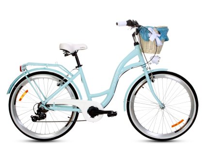 Retro Kolo GOETZE HLINIKOVÝ 26" 7 Převodový Modrý +košík