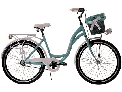 Dámský Retro Kolo CITY 26" 1 Převodový Pastelový Doplňky + Košík Grátis
