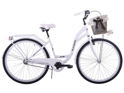 Dámské Retro Kolo KOZBIKE CITY 26" 1 převodový Bílý + Košík
