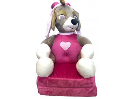 Dětská plyšová skládací židle LABKA SKY růžová