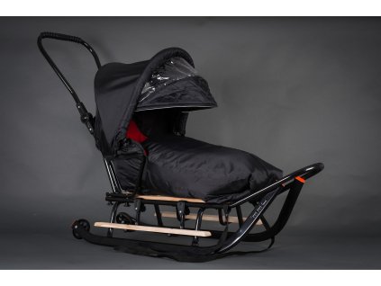 Dětské sáňky LUX s fusakem stříškou Černé