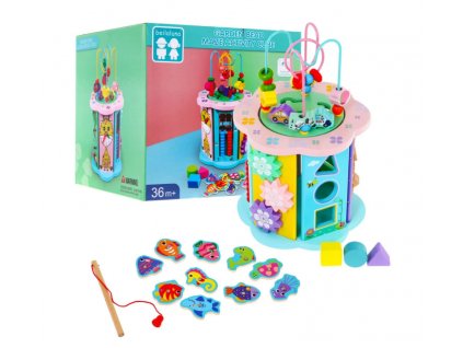 Interaktivní multifunkční dřevěná kostka 8v1