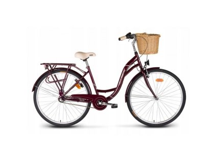 MĚSTSKÝ RETRO KOLA VELLBERG CITY LINE 26"/28" 3 PŘEVODOVÝ RUBINOVÝ+KOŠÍK