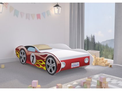 Postel auto CORVETTE červená 140x70+matrace+rošt