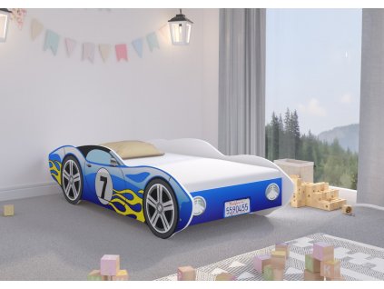 Postel auto CORVETTE modrá 160x80+matrace+rošt