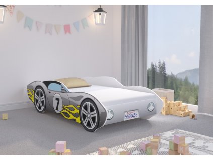 Postel auto CORVETTE šedá 140x70+matrace+rošt