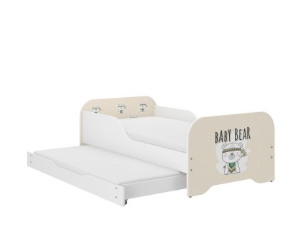 Postel MIKI 2 baby bear + šuplík + matrace + přistýlka + rošt