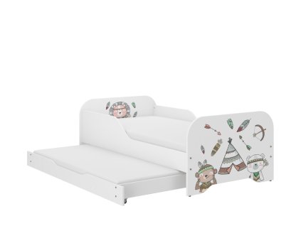 Postel MIKI 2 indiáni + šuplík + matrace + přistýlka + rošt