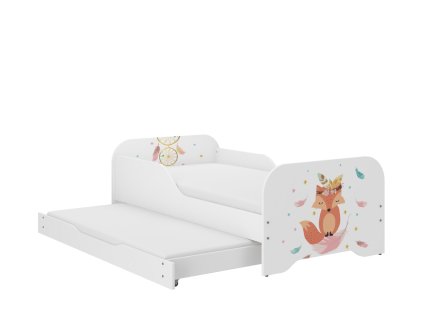 Postel MIKI 2 liška + šuplík + matrace + přistýlka + rošt
