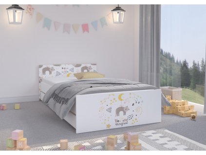 Postel PUFI 160x80 kocur + šuplík + matrace+rošt
