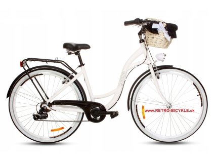 Retro Kolo GOETZE HLINIKOVÝ 28" 7 Převodový Bílo-Černý+košík