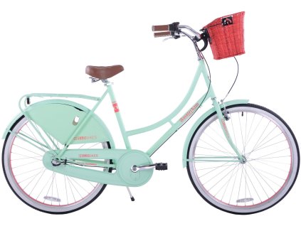 Retro Městské Kolo HELLO BIKE AMSTERDAM 28" 3 převodový pistáciový+košík