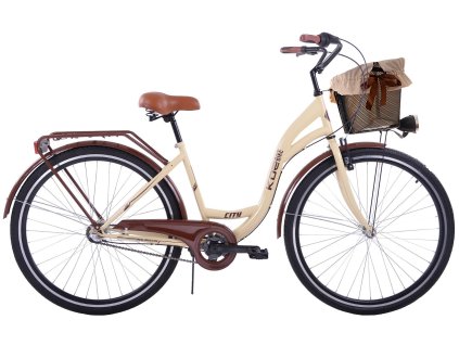Dámský Retro Kolo CITY 26"/28" 3 Převodový Kremový Doplňky + Košík Grátis