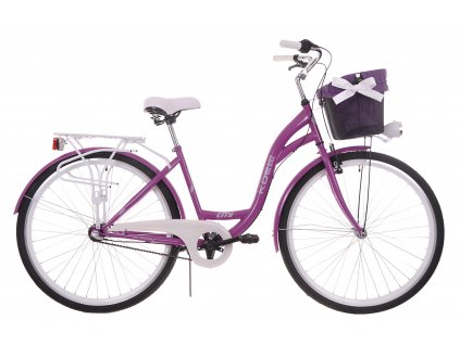 Dámské Retro Kolo CITY 28" 3 Převodový Fialový Doplňky + Košík Grátis