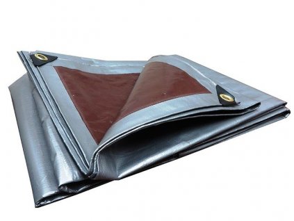 Euro KRYCÍ PLACHTA 15X20 M STŘÍBRNĚ - HNĚDÁ (210 g/m2)